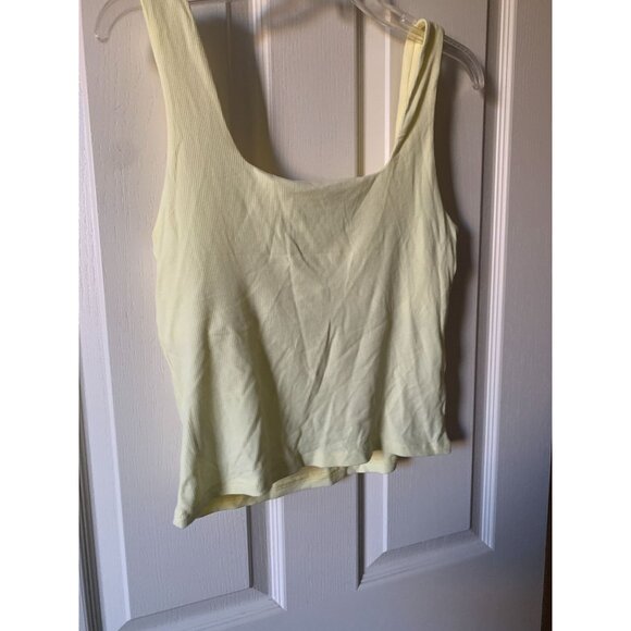 Edited Yellow Ribbed Tank Top With Bow Accents & Square Neckline - Picture 2 of 3